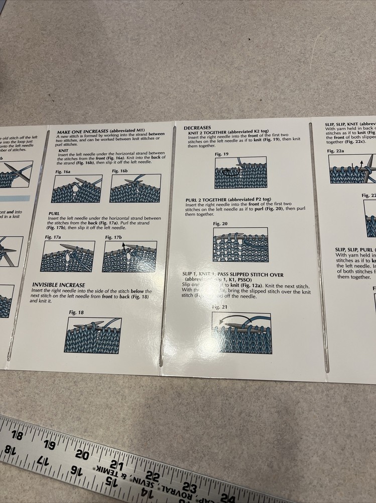 Laminated Knitting Reference Fold Out Pocket Guide - Leisure Arts
