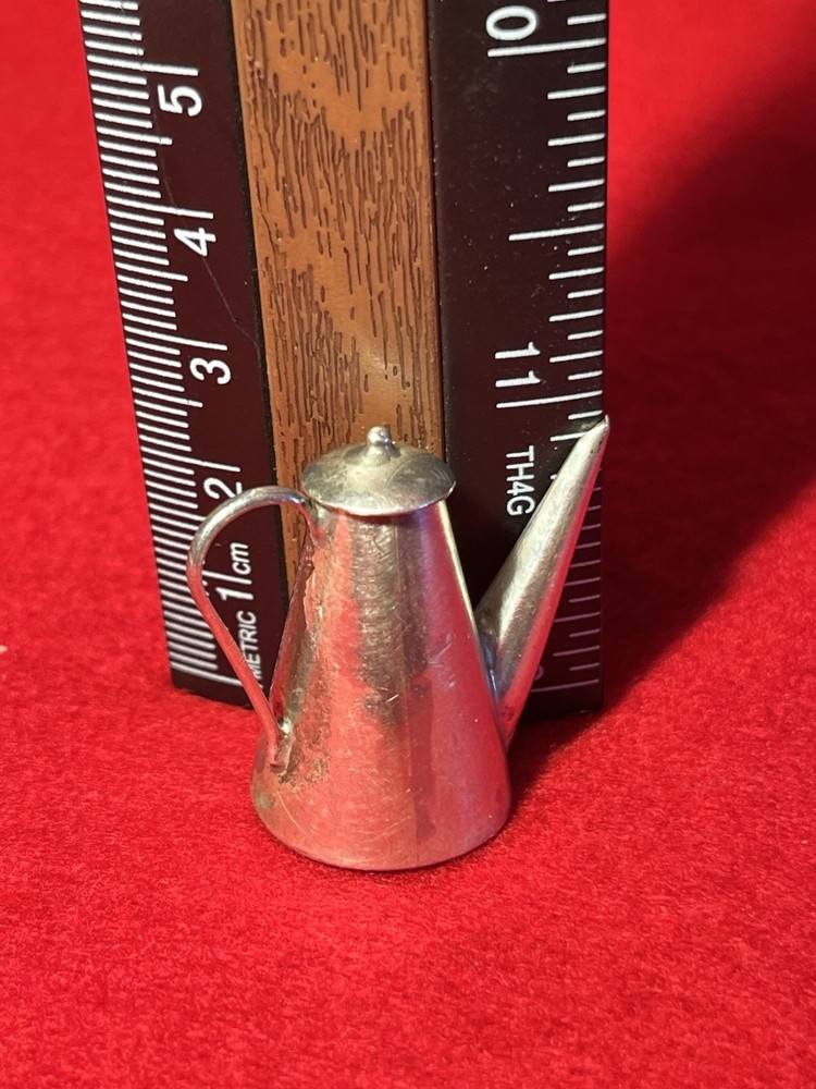 silver miniature Peruvian coffee pot removable lid marked 925