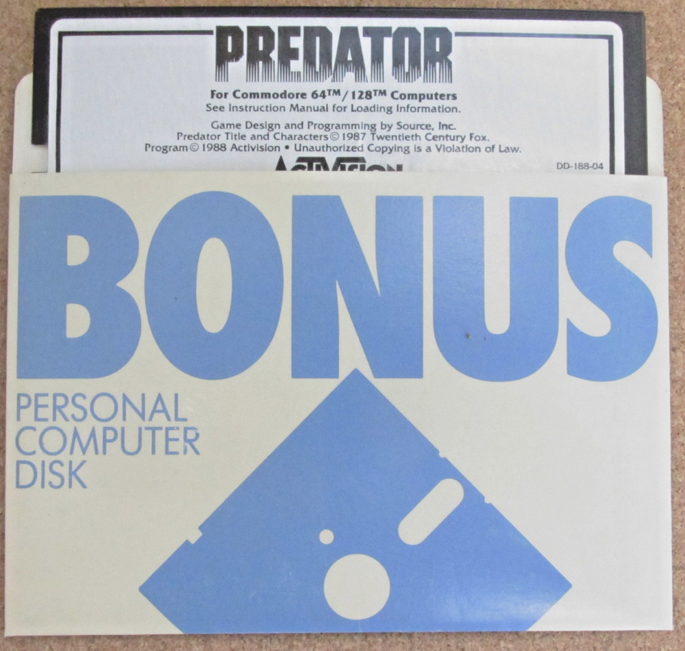 Activision Predator Game for Commodore 64 5.25 Floppy Disc