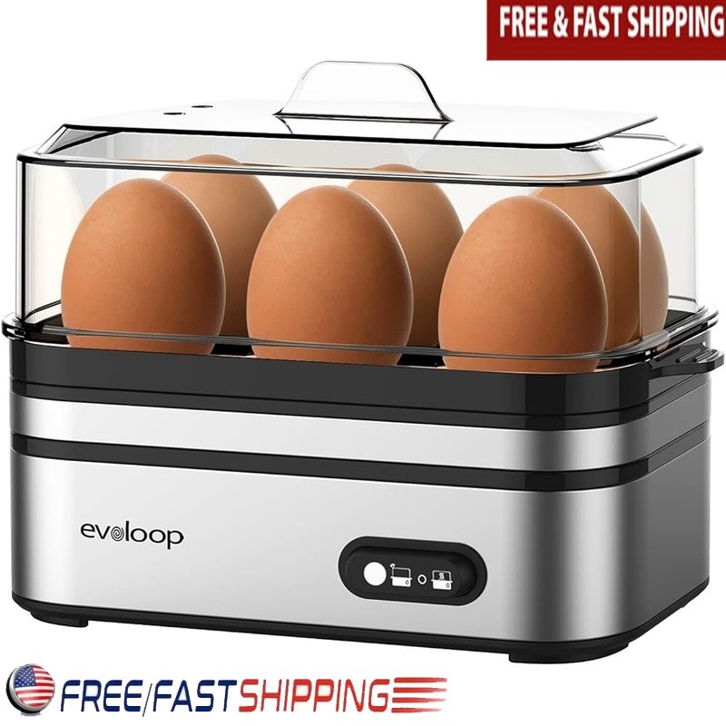 Multi Functional Egg Cooker Boiled Poached Scrambled Eggs W/ Easy Clean Trays US