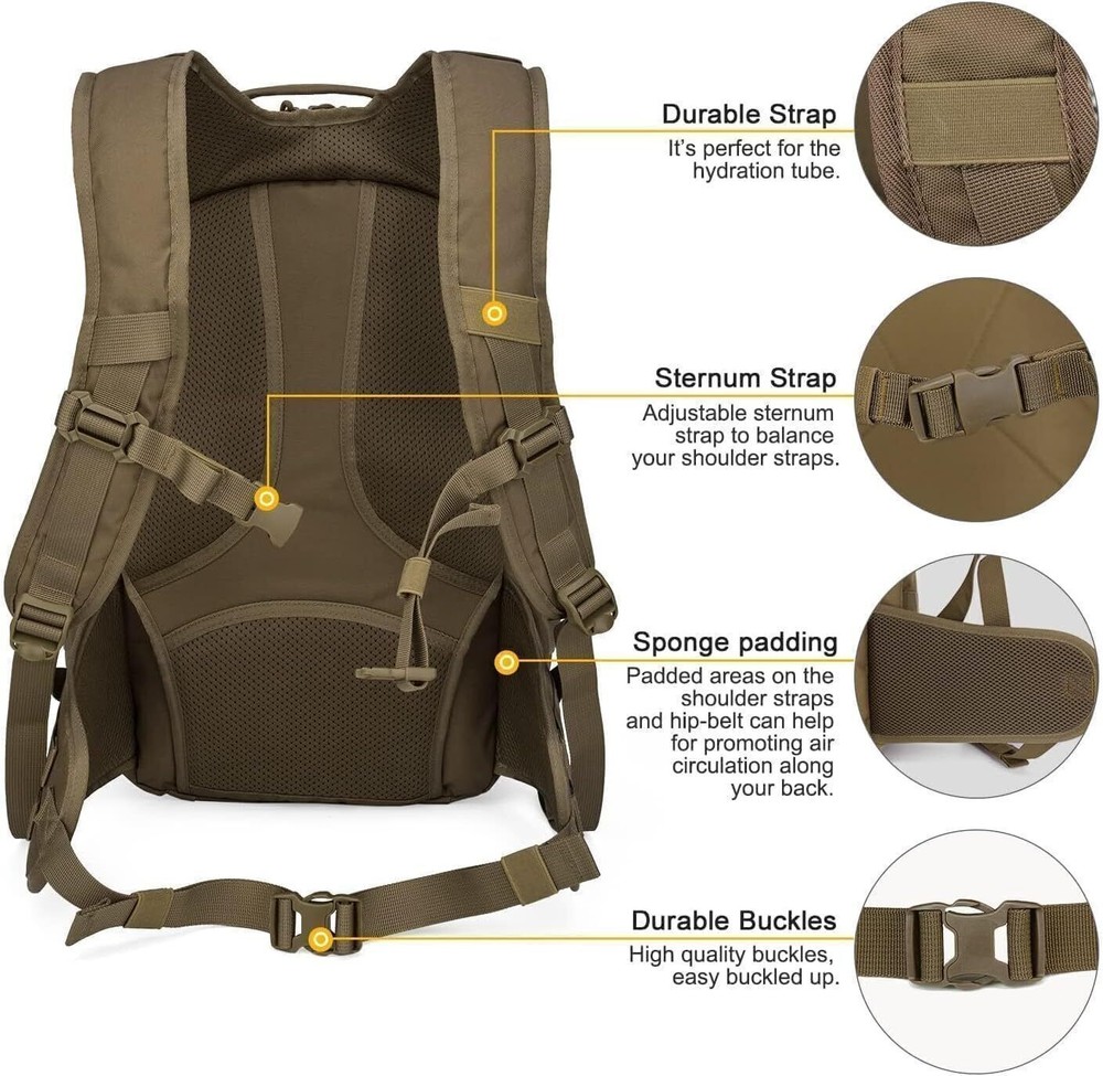 Tactical Backpack Military Molle Backpack with Chest Strap for Hiking Motorcycle