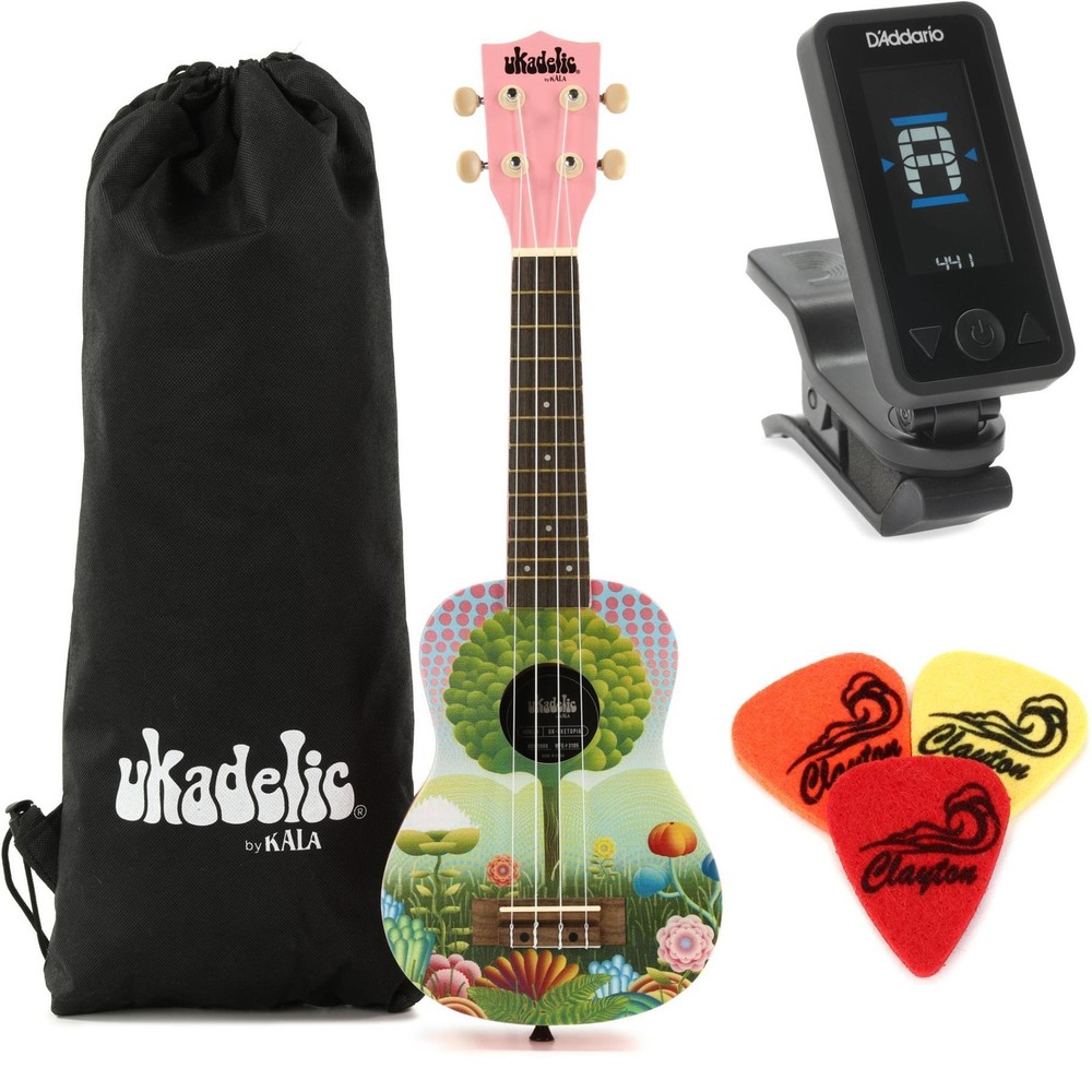 Kala Ukadelic Soprano Ukulele Essentials Bundle - Uketopia