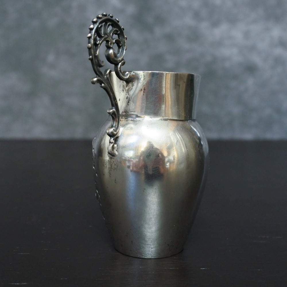 Antique German Solid 800 Silver Small Creamer Jug Decorative Miniature Pitcher
