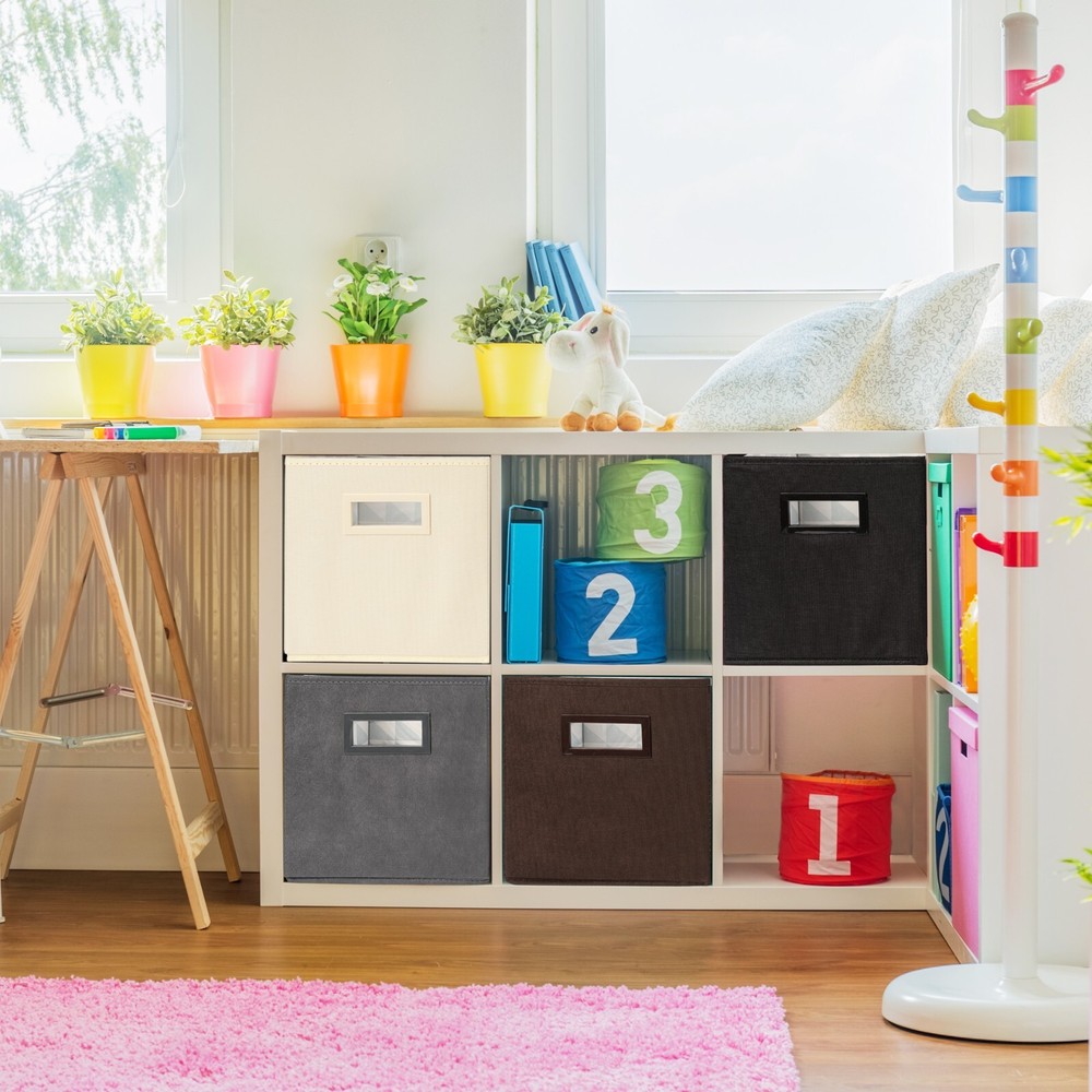 Superio Fabric Organizing Bin, 11" Brown Fabric Cube 6-Pack