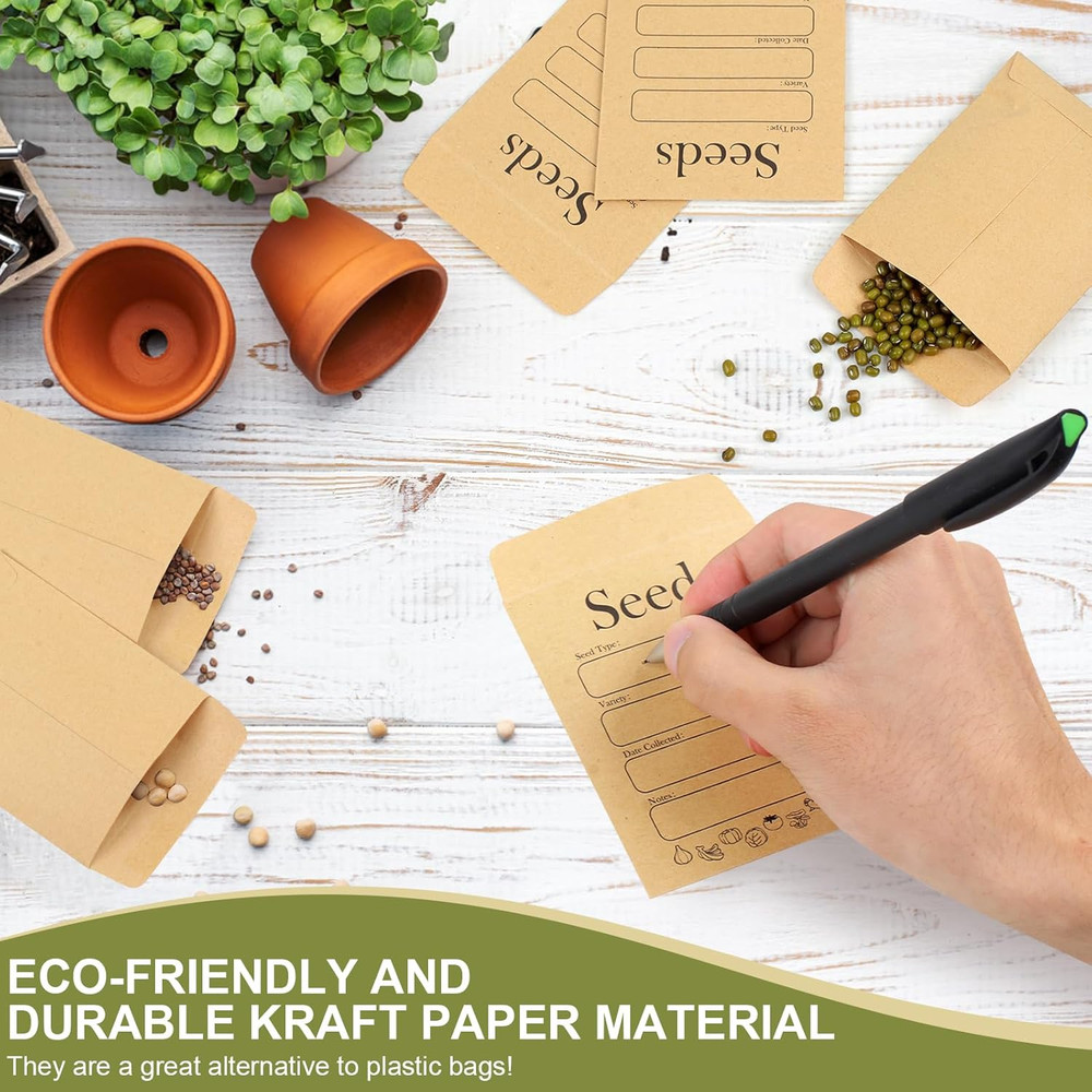 156 PCS Seed Envelopes 3.15”x 4.72”, Seed Packets Envelopes Kraft Seeds Saving E