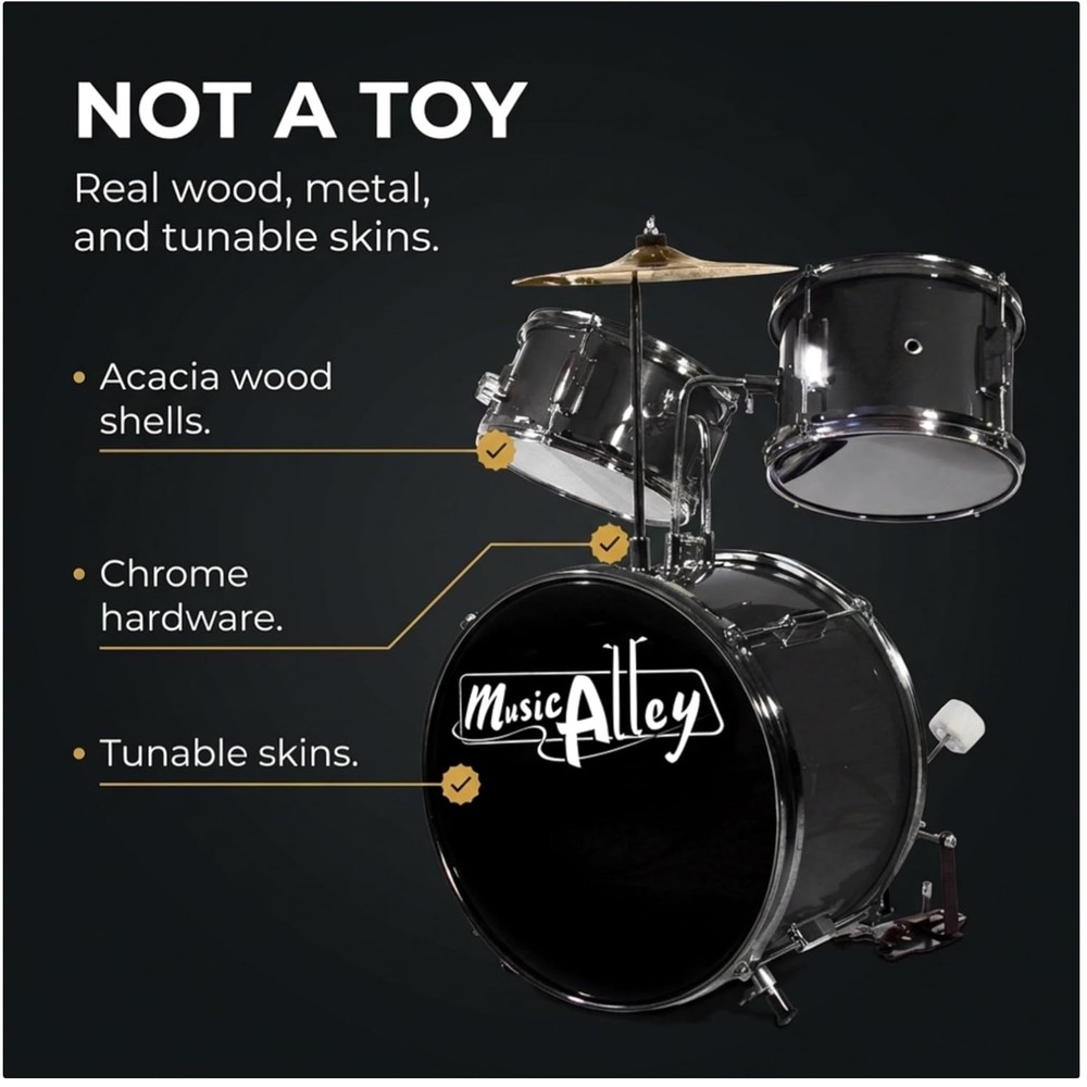 Children's Drum Set with Sticks - 3 Piece