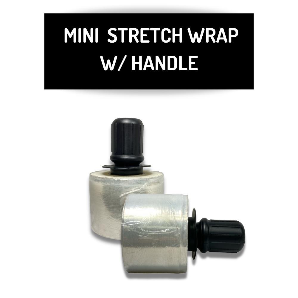 Clear Extended Core Stretch Shrink Wrap with Black Spinner Handle - Size & Rolls