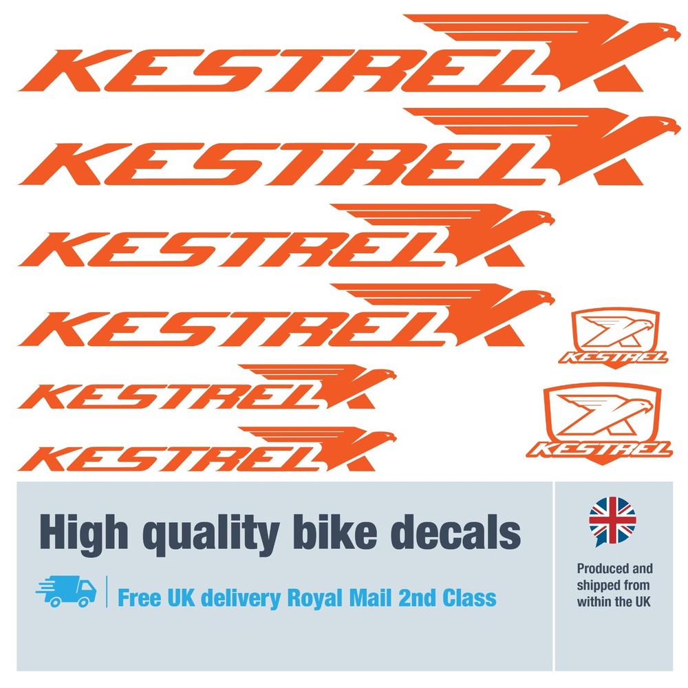 Kestrel solid bike labels / decals , 5+ years external quality (23 pack)