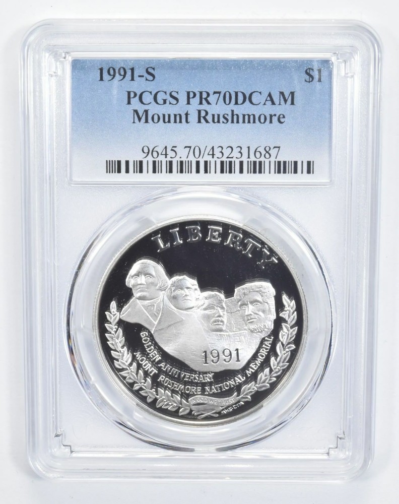 1991-S PR70 DCAM Mount Rushmore Commemorative Silver Dollar PCGS