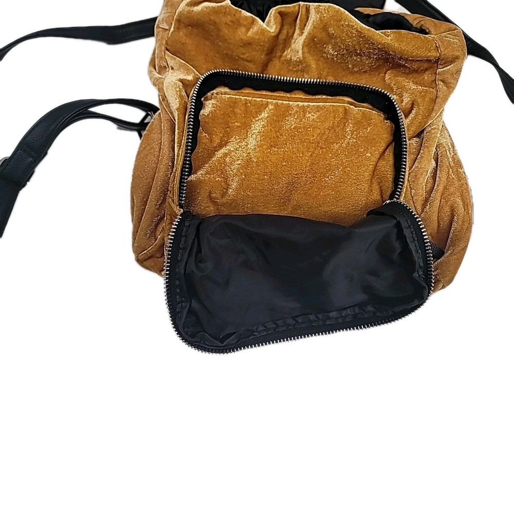 Light Brown Velvet Backpack/ Purse With Handle. Pull Up/ Drawstring Design.