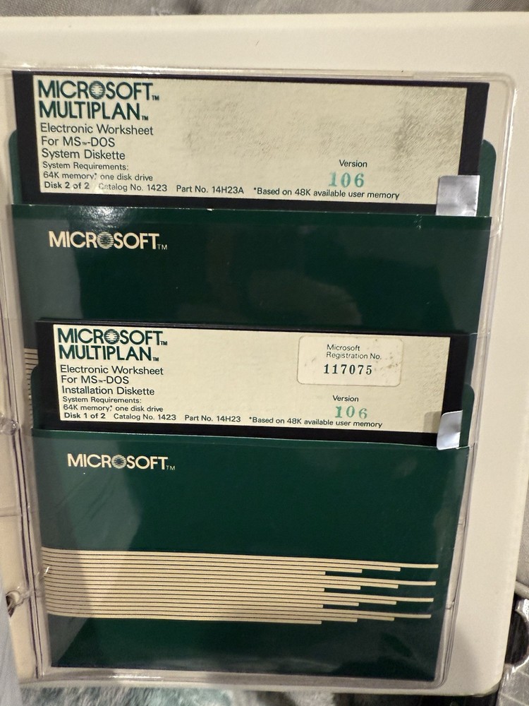 Vintage Microsoft Multiplan electronic worksheet set For MS-DOS