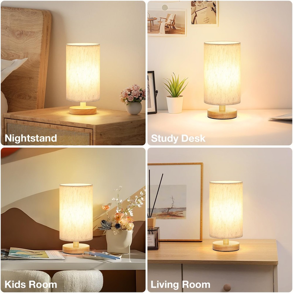 Small Table Lamp for Bedroom - Inline Control, Bedside Lamp with 3000K A15 LE...