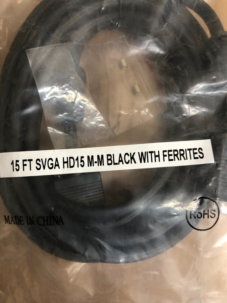 15 ft. SVGA HD15 M-M Black with Ferrites
