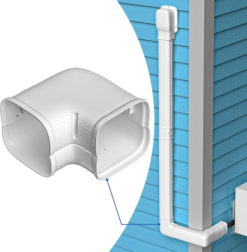 3" Width 90° Flat Elbow, Level Bend, Mini Split Line Cover Set Accessories for M