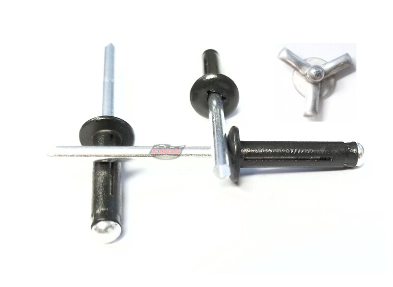 Flat Black 3/16" Small Head Tri-Fold Exploding Aluminum Mandrel Pop Rivets 10...