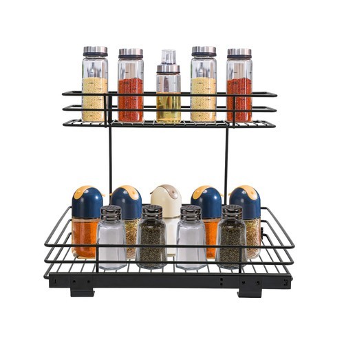 2-Tier Pull-out Cabinet Storage Rack, Sliding Out Storage Rack Under Sink, Black