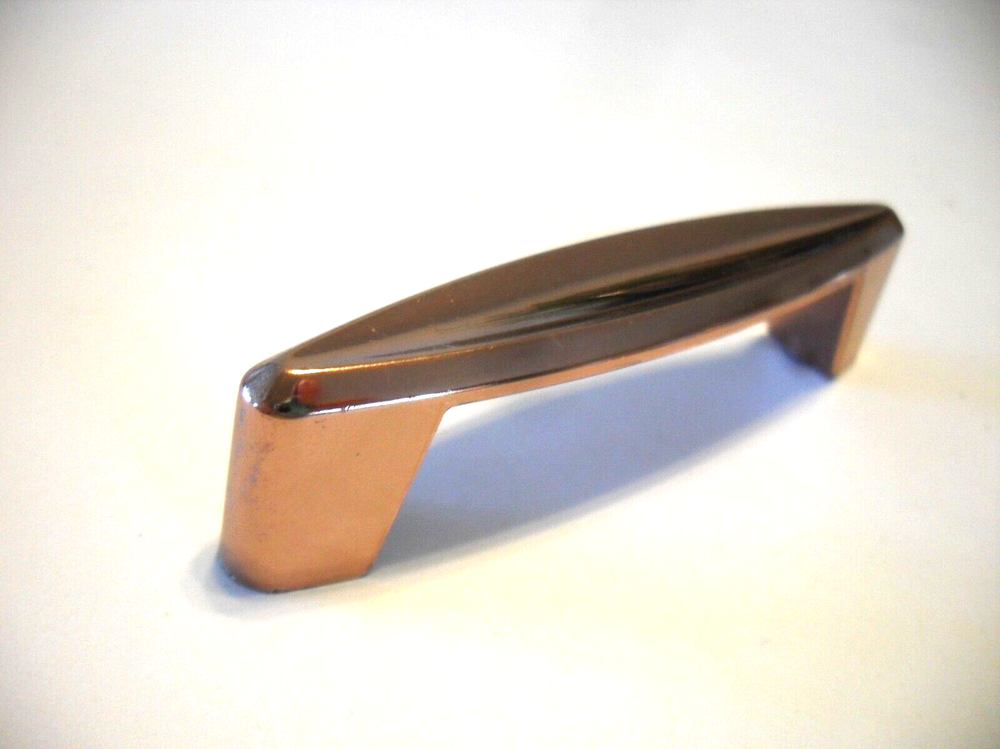 Vintage Polished Copper Concave Drawer Pulls Flared Bases Cabinet Handles