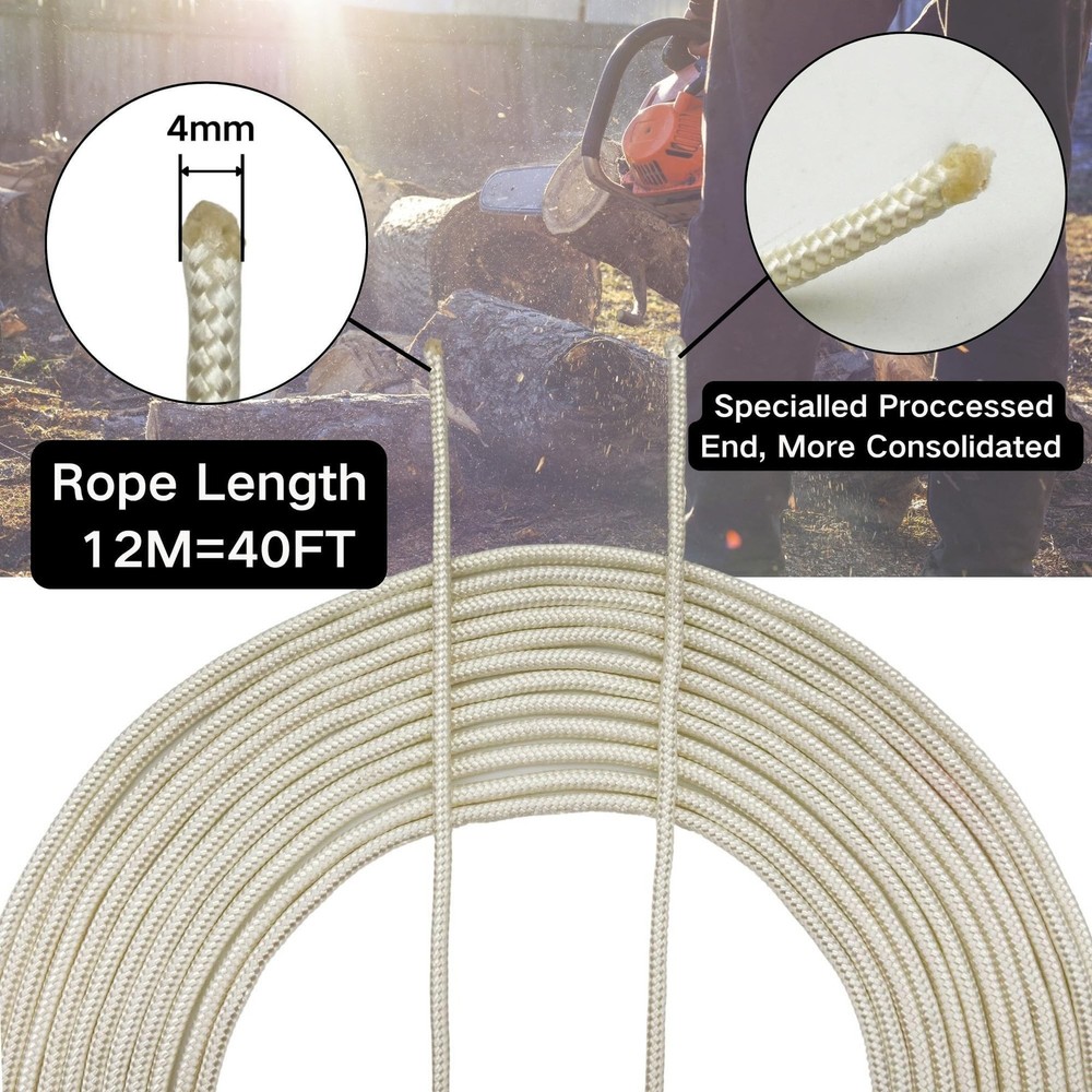 4mm Pull Cord Starter Rope 12M Recoil String for Chainsaw Trimmer Edger Weed ...