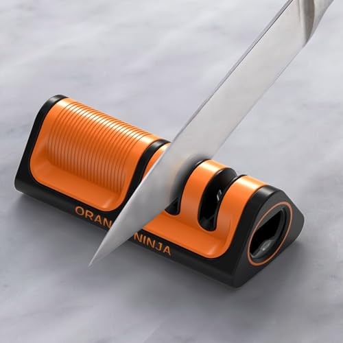 Orange Ninja Mini Knife Sharpener - Coarse & Fine Blade Sharpener, Sharpening