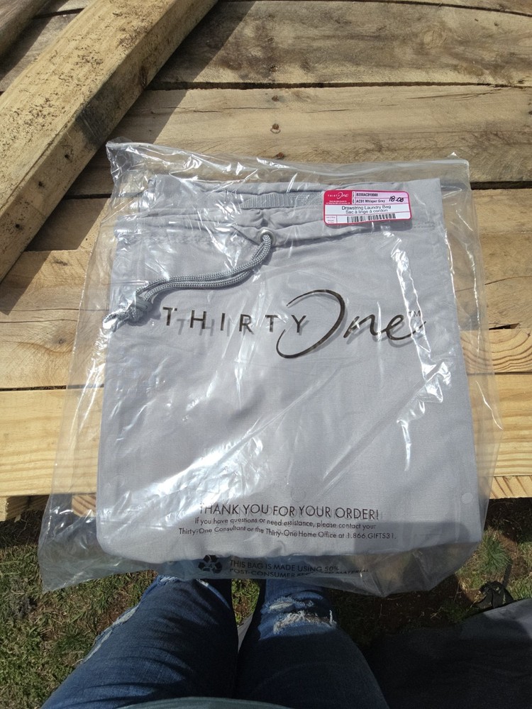 Thirty-One Drawstring Laundry Bag Color Whisper Grey