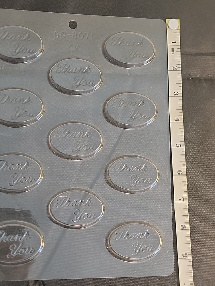 Oval Thank You Cursive Scroll Chocolate Candy Pieces Mold