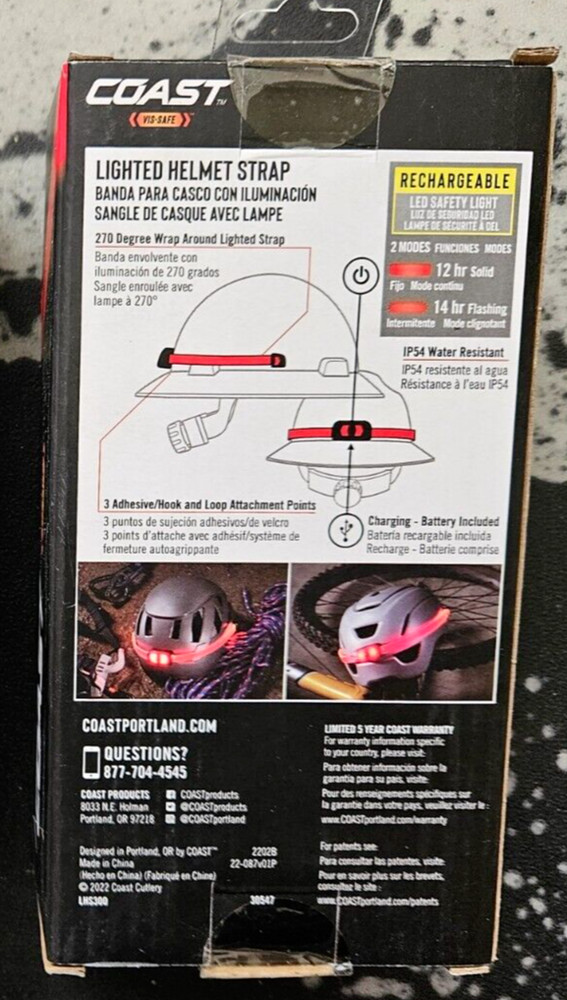 Coast LHS300 Rechargeable Lighted Helmet Strap