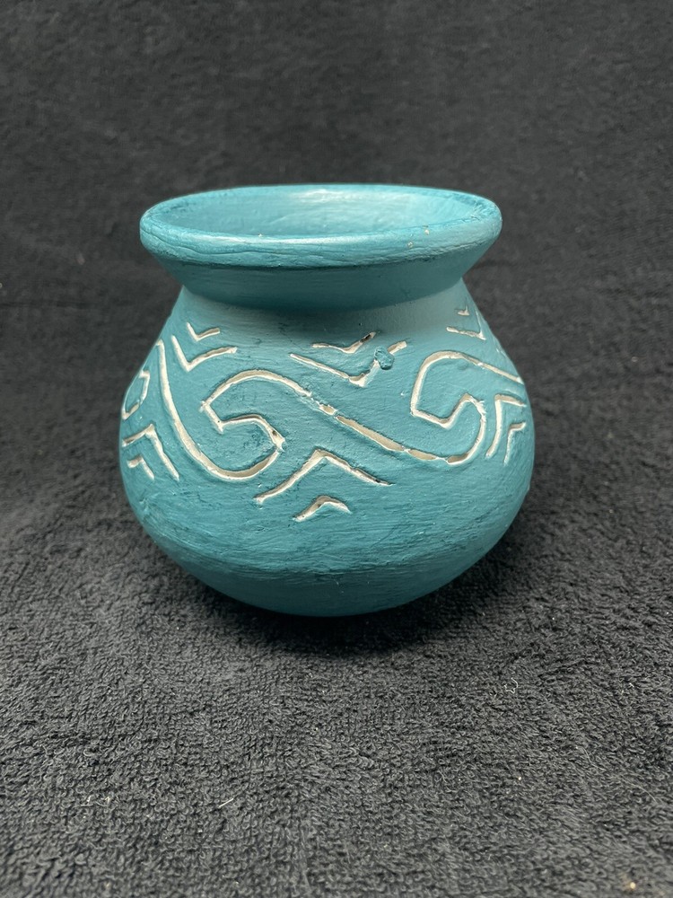 Turquoise Brazilian Wave Patterned Replica Vase