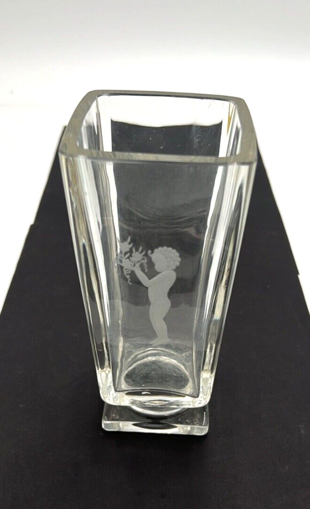 Etched Glass Pedestal Vase