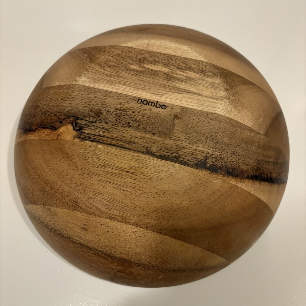 Nambe Eclipse Nut Cracker Bowl Wood (No Nutcracker) 3 Section