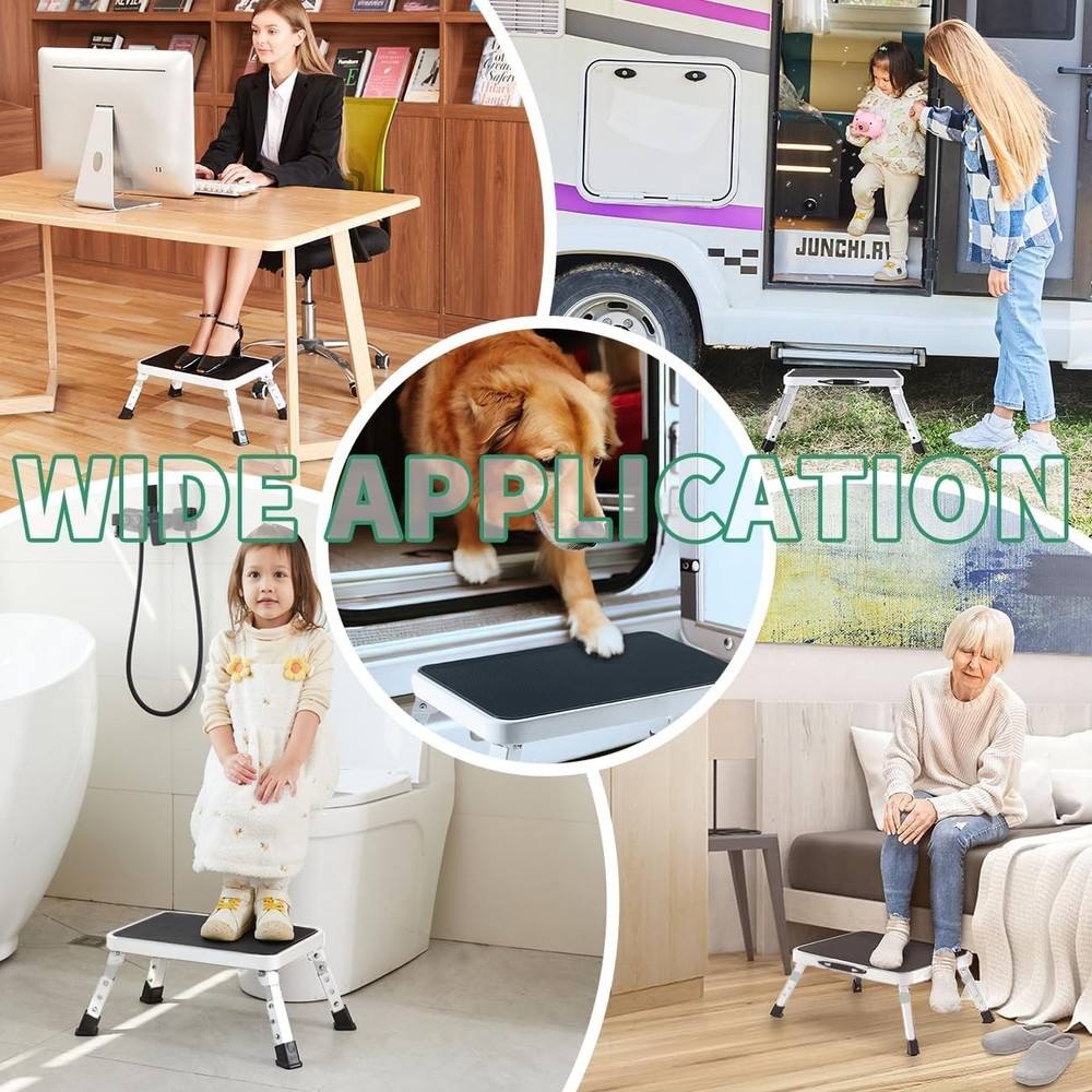 Adjustable Folding One Step Stools Adults Heavy Duty Metal Step Stool
