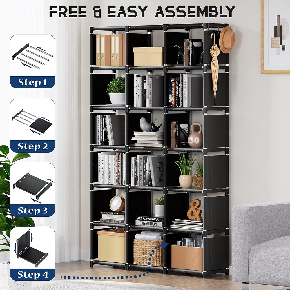 Mavivegue Bookcase 18-Cube Extra Large Book Shelf DIY Cube Storage Organizer-