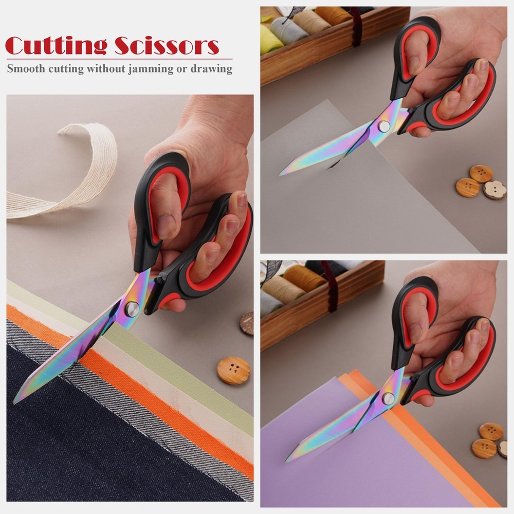 Scissors Multi-Purpose, 9.5" Sharp Sewing Scissors, Professional Heavy Duty T...