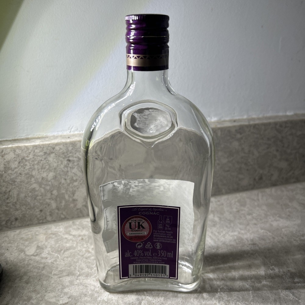 EMPTY COURVOISIER COGNAC 350ml CLEAR GLASS BOTTLE