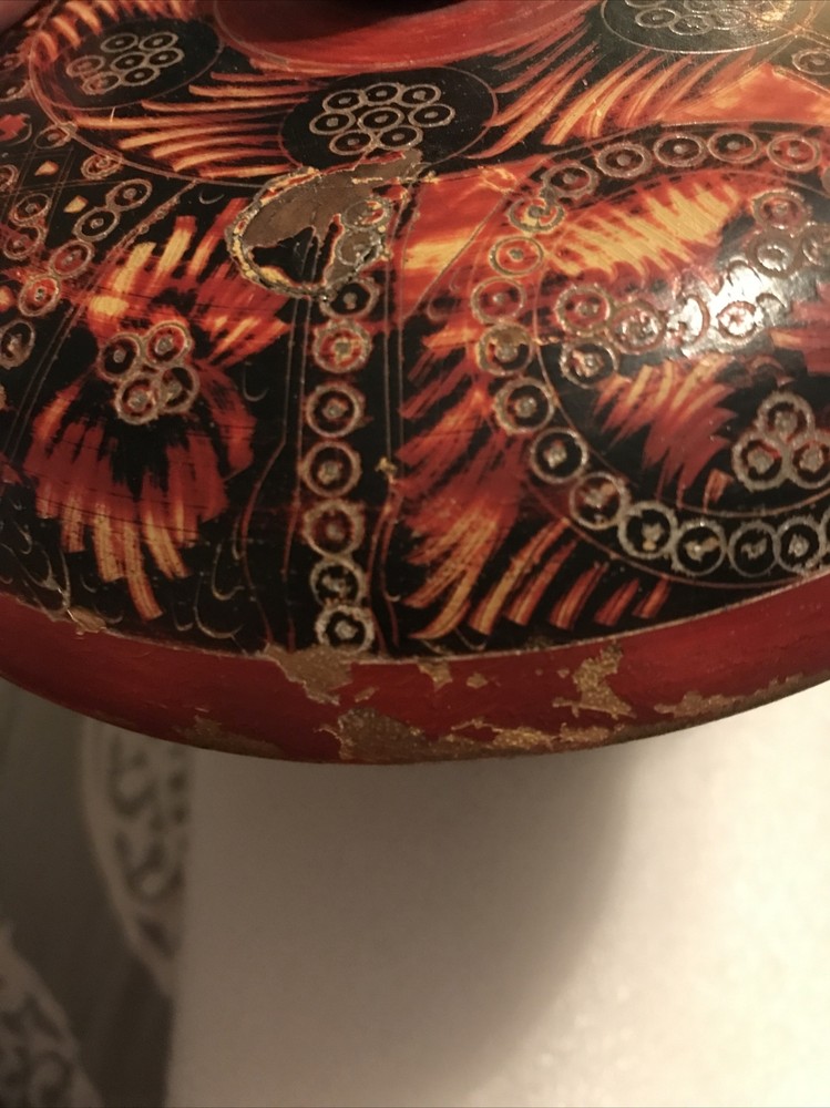 (2) Spice Boxes ~ Middle Eastern ~ Rosewood Painted Lacquered Spice Box