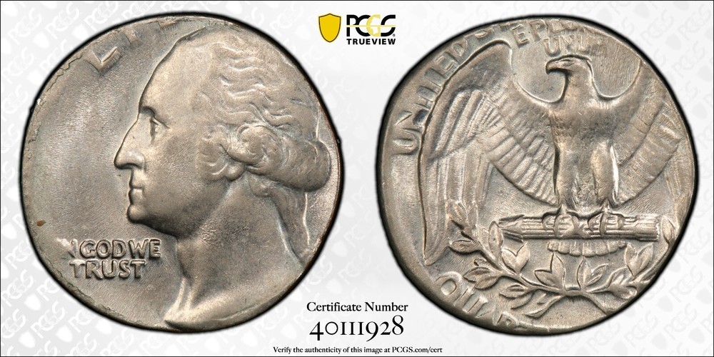 1965-98 Washington Quarter Mint Error Struck On 10C Planchet