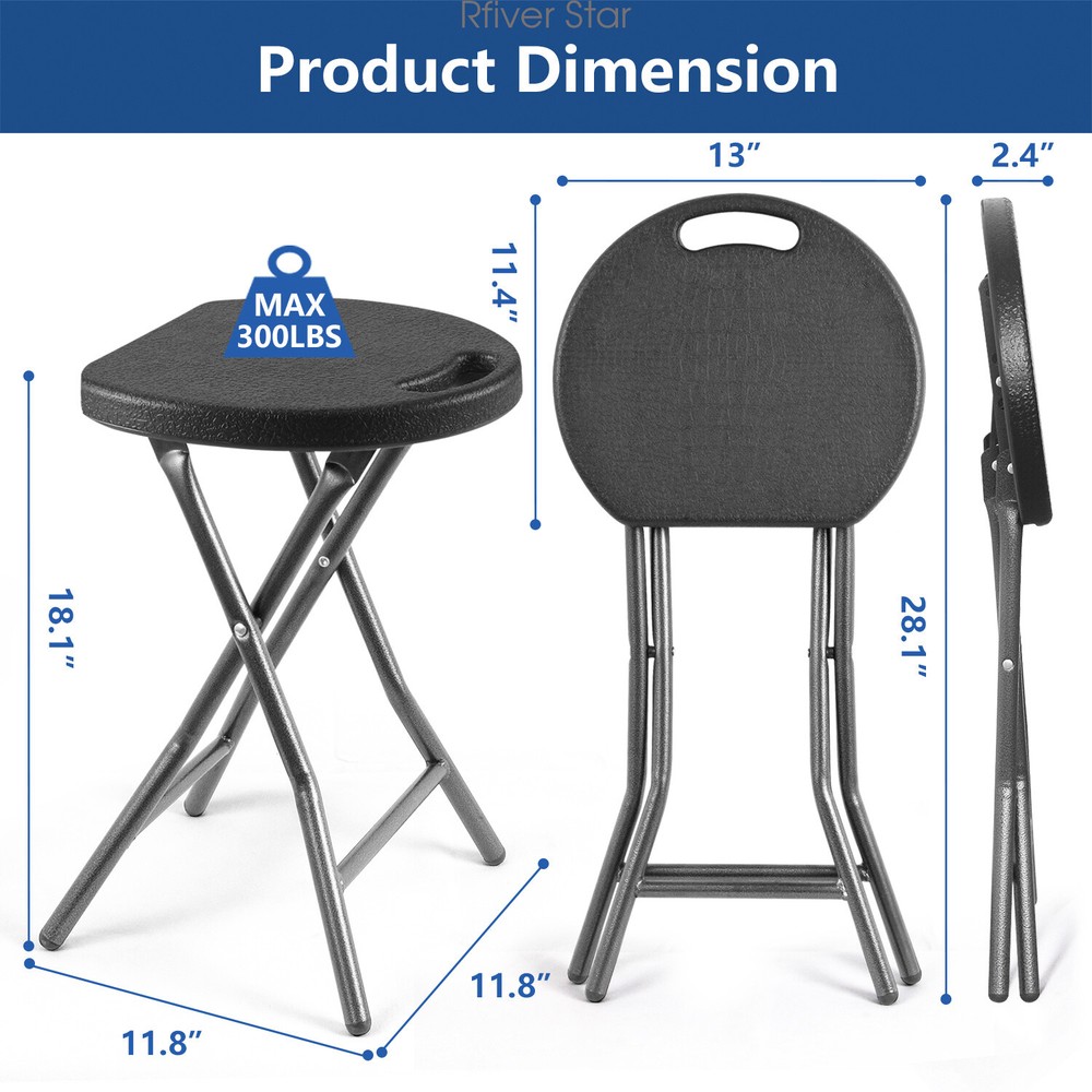 Folding Stool Chairs （Set of 2）,Small Folding Skinny Stools with Handle
