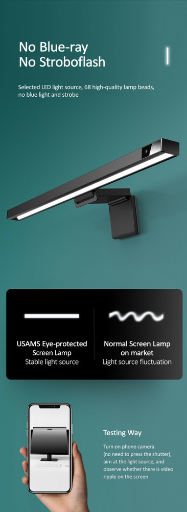 LED USB Smart Computer Screen Bar Light Dimmable Adjustable Reading Desk Lamp