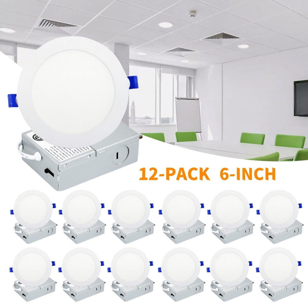 12Pack 6 Inch Ultra-Thin LED Recessed Ceiling Light,3000K/4000K/5000K Selectable