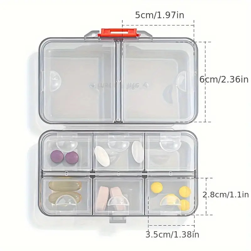 7 Day Clear GREY Portable Compact Pill Organizer Box