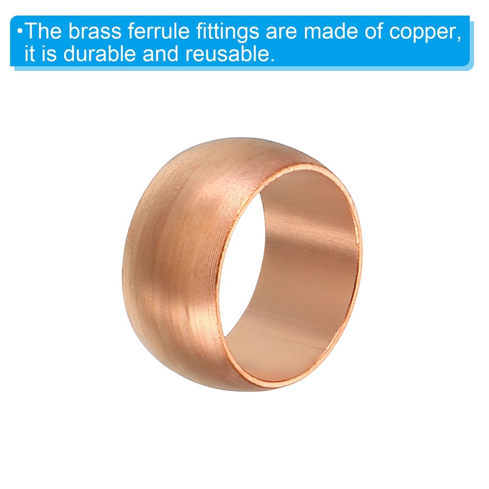 5pcs 10mm Compression Sleeves Ferrules Copper Ferrule Compression Fitting
