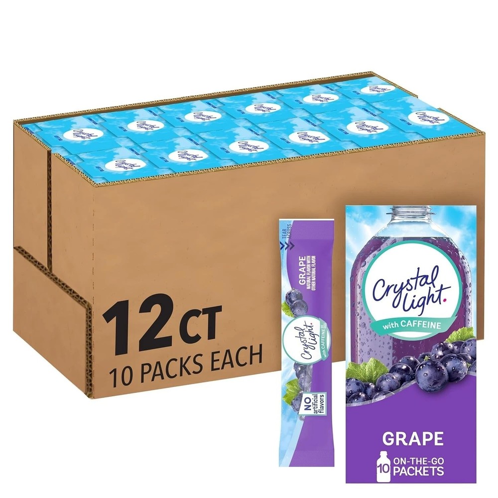Grape Crystal Light Powdered Drink Mix with Caffeine, 120 ct Pack