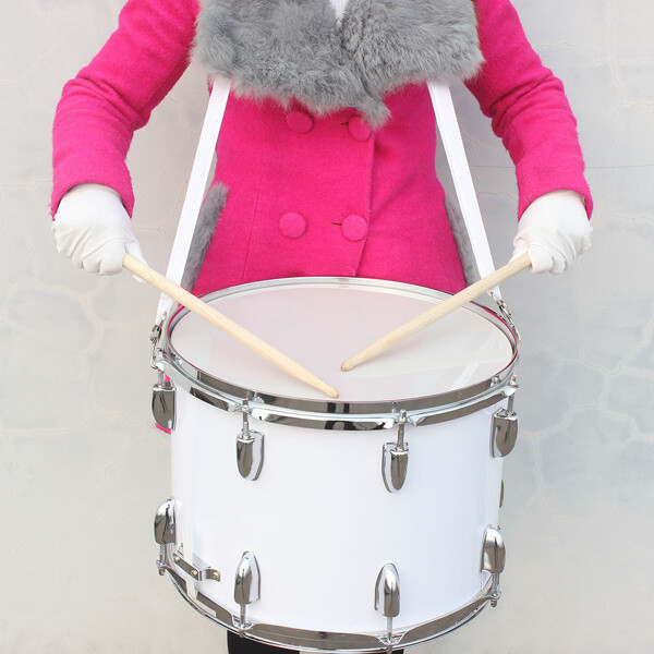 White 14 x10 inches Marching Drum Drumsticks Key Strap
