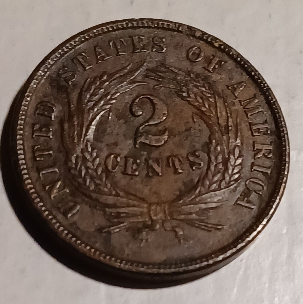 1864 Philadelphia Mint Copper Two Cent Coin