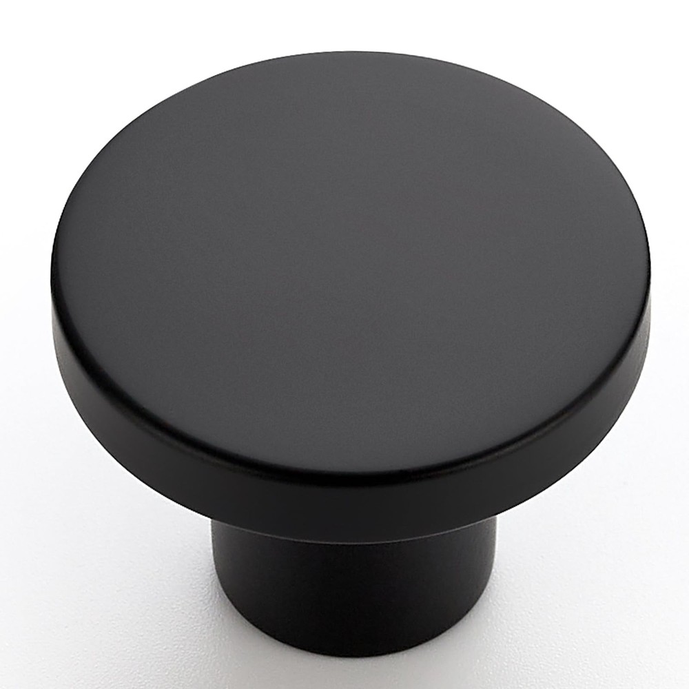 10 Pack Black Cabinet Knobs, 1-1/5 Inch Round Drawer Knobs for Kitchen Cabine...