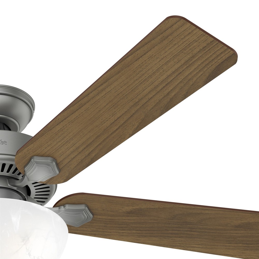 Hunter Fan 52 in Traditional Matte Silver Ceiling Fan with Light and Pull Chain