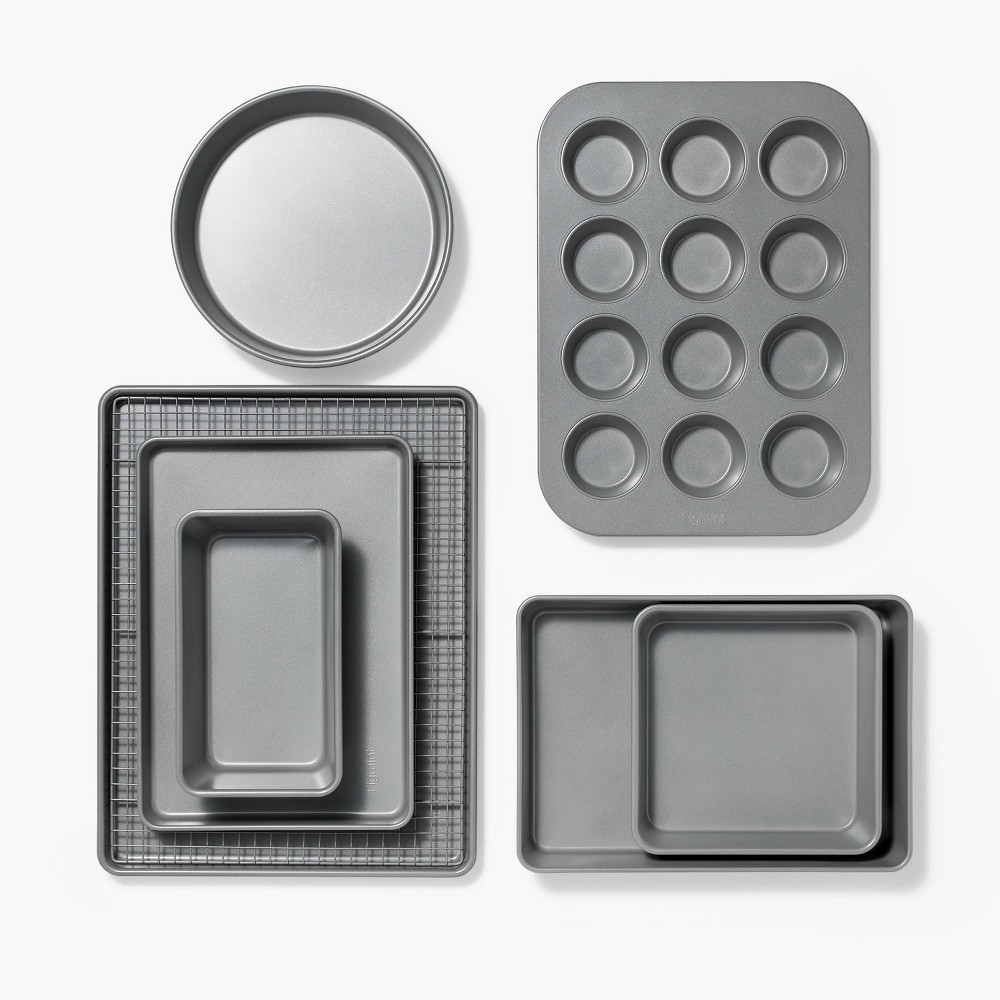 8pc Nonstick Bakeware Set Gray - Figmint™: Figmint Kitchen Baking Set,