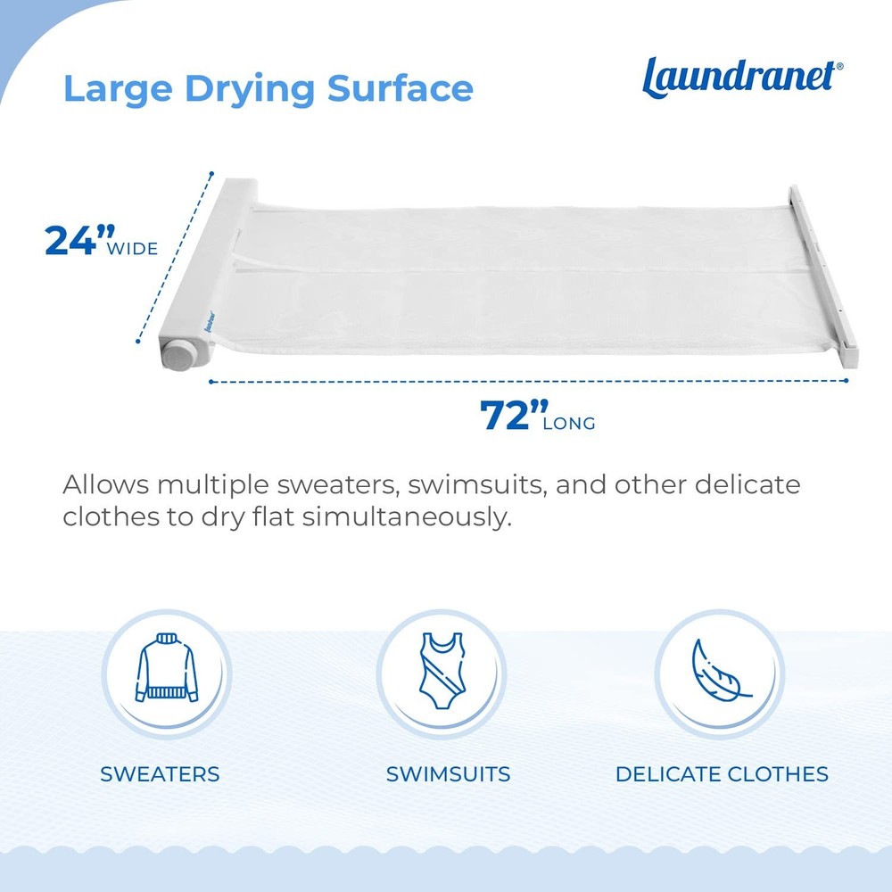 Retractable Clothes Drying Rack - Flat Hanging Mesh Drying for Delicate Cloth...