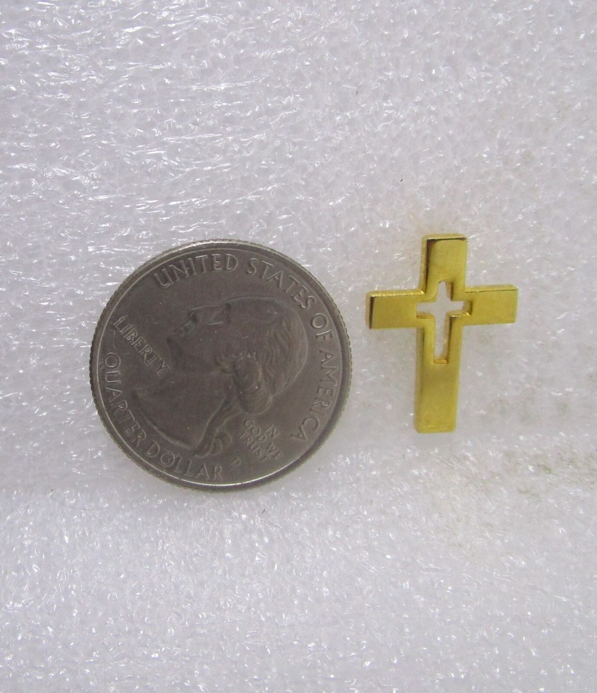 Gold Tone Cross Religious Pin