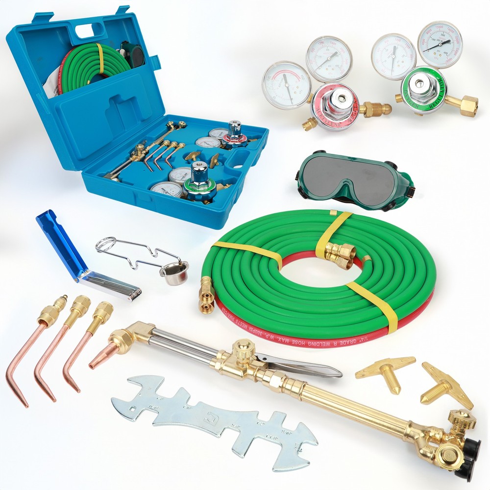Oxygen Acetylene Torch Kit Welding Cutting Torch Tool & Portable Case Hose