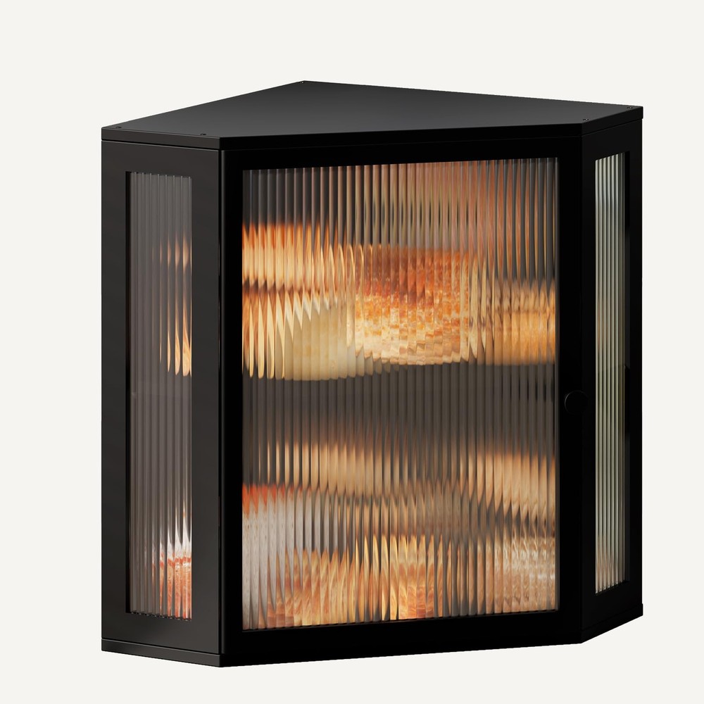 Vellzeyce Corner Bread Box for Kitchen Countertop,Double Extra Large, Black